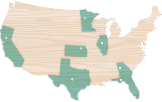 map with puzzle pieces for the states served by Montessori Unlimited